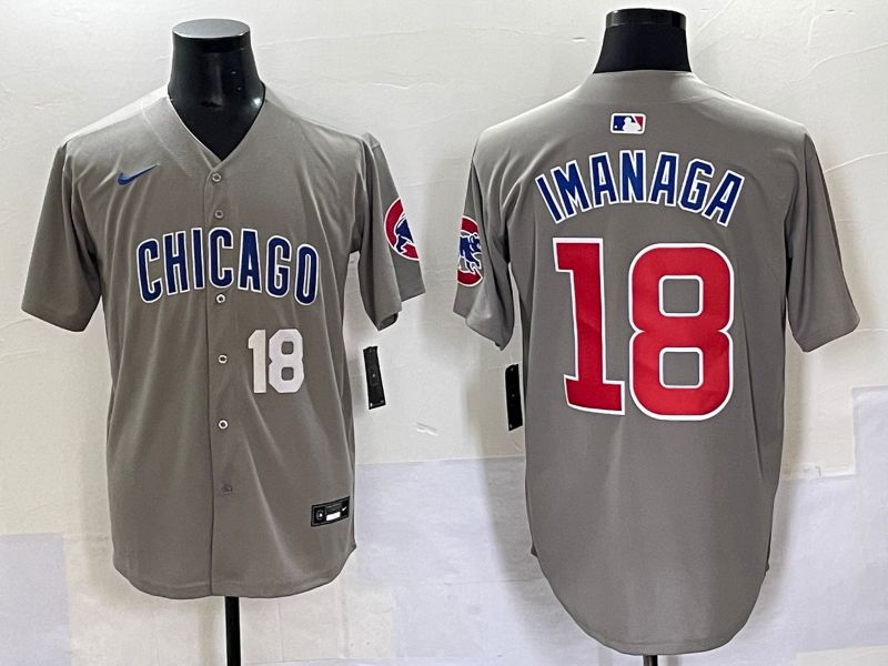 Men 2025 Chicago Cubs #18 Imanaga Grey Game Nike MLB Jersey style 7039